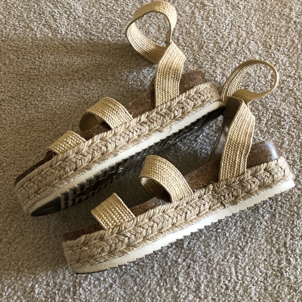 Platform Beige Woven Sandals